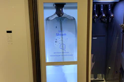 This Feb. 23, 2019, photo shows steam blowing into an AirDresser by Samsung at the Design and Construction Week show in Las Vegas.