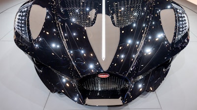 The Bugatti La Voiture Noire is presented during the press day at the 89th Geneva International Motor Show in Switzerland, Tuesday, March 5, 2019.