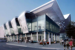This undated conceptual drawing shows the entrance to the Las Vegas Convention Center Loop outside a new exhibition hall proposed for Las Vegas.