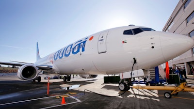 This Oct. 27, 2010, file photo shows a Boeing 737 being delivered to FlyDubai in Seattle.