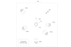 Conceptual diagram illustrating a virtual reality system that implements one or more robotic speakers.