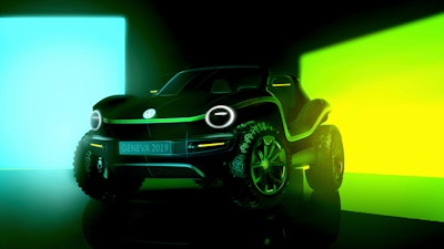 This undated picture provided by the Volkswagen car manufacturer shows a Volkswagen Buggy electric car.