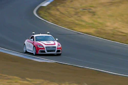 Shelley, Stanford’s autonomous Audi TTS, performs at Thunderhill Raceway Park.