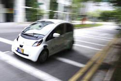 An autonomous vehicle is driven during its test drive in Singapore on Aug. 24, 2016.
