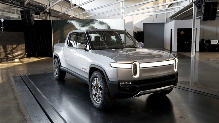 This Wednesday, Nov. 14, 2018, photo shows Rivian R1T at Rivian headquarters in Plymouth, Mich.