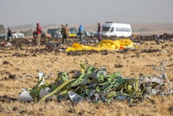 In this March 11, 2019, file photo, parts of plane wreckage are shown outside Addis Ababa, Ethiopia.
