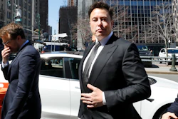 Tesla CEO Elon Musk arrives at Manhattan Federal Court, Thursday, April 4, 2019.