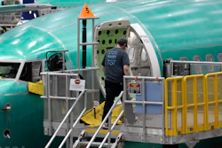 In this March 27, 2019, file photo a Boeing 737 MAX 8 airplane is shown on the assembly line during a brief media tour of Boeing's 737 assembly facility in Renton, Wash.