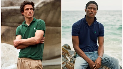 Polo shirts made from recycled plastic bottles.