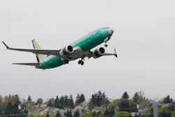 A Boeing 737 MAX 8 airplane flies after taking off on a test flight, Wednesday, April 10, 2019, at Boeing Field in Seattle.
