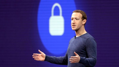 In this May 1, 2018, file photo, Facebook CEO Mark Zuckerberg delivers the keynote speech at F8, Facebook's developer conference, in San Jose, Calif.