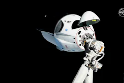 In this Sunday, March 3, 2019, file photo, the SpaceX Crew Dragon is pictured about 66 feet away from the International Space Station's Harmony module.