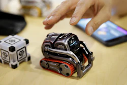 In this Jan. 10, 2018, file photo, Anki's Cozmo coding robot is on display at CES International in Las Vegas.