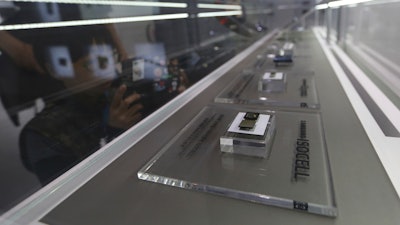 Samsung Electronics' microchips are displayed at its store in Seoul, South Korea, Tuesday, April 30, 2019.
