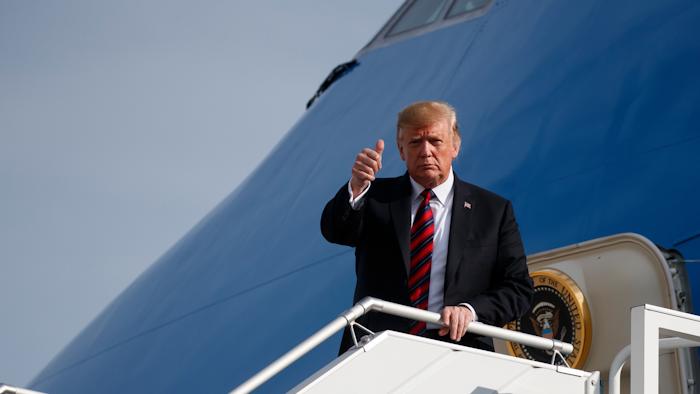 President Donald Trump arrives at John F. Kennedy Airport in New York, Thursday, May 16, 2019.