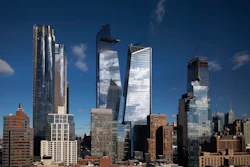 In this Dec. 4, 2018 photo, skyscrapers rise above Hudson Yards on the west side of Manhattan.