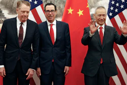 In this file photo taken Wednesday, May 1, 2019, Chinese Vice Premier Liu He, right, gestures as U.S. Treasury Secretary Steven Mnuchin chats with his Trade Representative Robert Lighthizer before a meeting in Beijing.