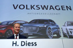 Herbert Diess, CEO of the Volkswagen stock company, arrives for the company's annual general meeting in Berlin, Tuesday, May 14, 2019.
