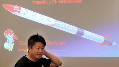 Interstellar Technologies Inc. founder Takafumi Horie speaks during a press conference in Tokyo, Wednesday, May 15, 2019.