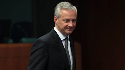 French Finance Minister Bruno Le Maire arrives for a meeting of Eurogroup Finance Ministers in Brussels, Thursday, May 16, 2019.