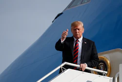 President Donald Trump arrives at John F. Kennedy Airport in New York, Thursday, May 16, 2019.