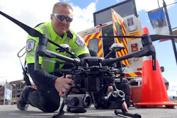Travis White of the Utah Department of Transportation's Highway Incident Management Team holds their drone at a demo, Monday, May 20, 2019, in Park City.
