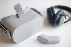 Axon Immersion Training Virtual Reality headset, used in training police officers to learn the best way to interact with people who suffer with autism, Thursday, May 23, 2019 in Washington.