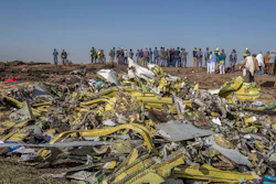 In this March 11, 2019, file photo, wreckage is piled at the crash scene of an Ethiopian Airlines flight crash near Bishoftu, Ethiopia.