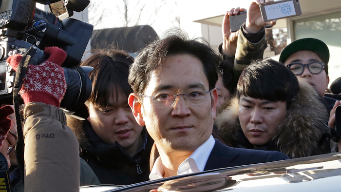 In this Feb. 5, 2018, file photo, Lee Jae-yong, vice chairman of Samsung Electronics, gets into a car in Uiwang, South Korea.