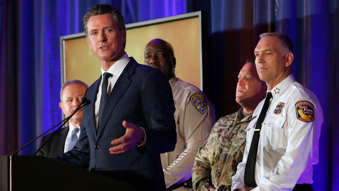 California Gov. Gavin Newsom speaks at the California for All Emergency Management Preparedness Summit, Monday, June 3, 2019, in Sacramento.