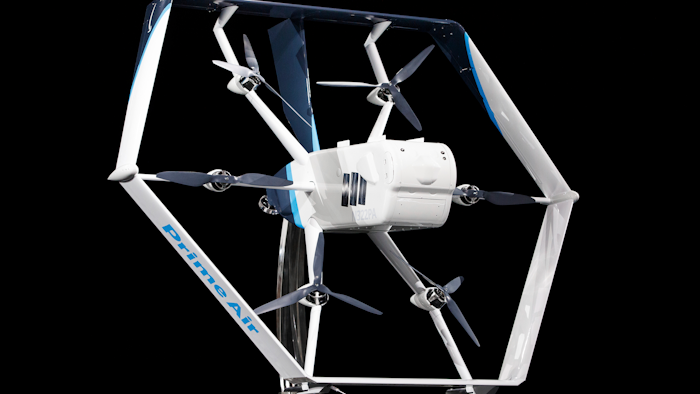 This undated image provided by Amazon shows one of the company's delivery drones.