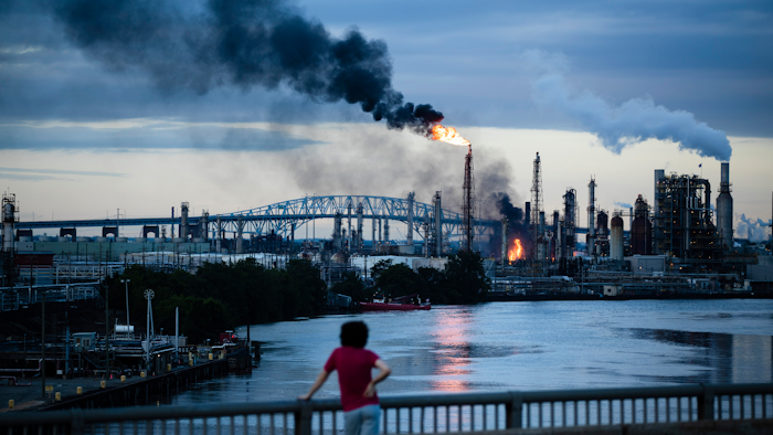 Flames and smoke emerge from the Philadelphia Energy Solutions Refining Complex in Philadelphia, Friday, June 21, 2019.