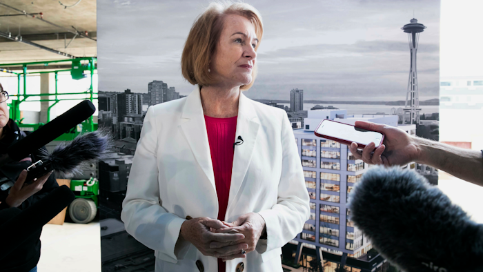 Seattle Mayor Jenny Durkan during a news conference discussing Apple's expansion, Monday, June 24, 2019.