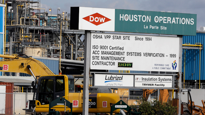 This Dec. 10, 2015, file photo, shows a Dow Chemical plant in La Porte, Texas. A final federal report has found that a series of failures, including flawed equipment and inadequate safeguards, helped cause a 2014 poisonous gas leak that killed four workers at the Houston-area chemical plant. The U.S. Chemical Safety Board said Tuesday, June 25, 2019, various safety management system deficiencies contributed to the severity of the incident.