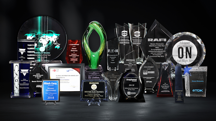 Mouser Electronics has been recognized with 40 top business awards from its manufacturer partners for performance during 2018 and 2019.