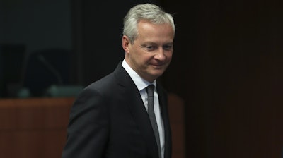 French Finance Minister Bruno Le Maire arrives for a meeting of Eurogroup Finance Ministers at the European Council headquarters in Brussels, Thursday, May 16, 2019.