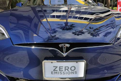 Tesla Model S on display in downtown Los Angeles, Oct. 24, 2016.