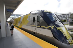 This Jan. 11, 2018, file photo shows a Brightline train in Fort Lauderdale, Fla.