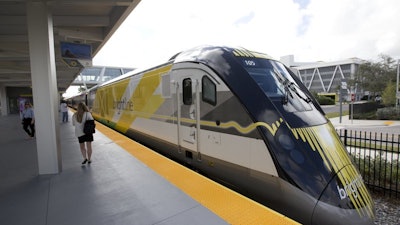 This Jan. 11, 2018, file photo shows a Brightline train in Fort Lauderdale, Fla.