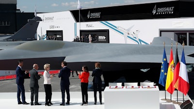 The unveiling of a French-German-Spanish new generation fighter model during the Paris Air Show, Monday June 17, 2019.