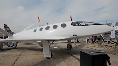 Eviation's Alice electric aircraft displayed at the Paris Air Show, Tuesday, June 18, 2019.