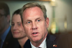 In this Feb. 14, 2019, file photo, acting Secretary of Defense Patrick Shanahan speaks at the Pentagon.