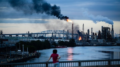 Flames and smoke emerge from the Philadelphia Energy Solutions Refining Complex in Philadelphia, Friday, June 21, 2019.