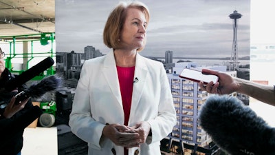 Seattle Mayor Jenny Durkan during a news conference discussing Apple's expansion, Monday, June 24, 2019.