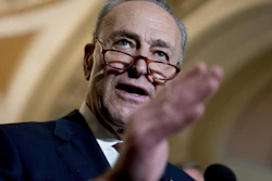 Senate Minority Leader Chuck Schumer , D-N.Y., speaks to reporters following a Senate policy luncheon on Capitol Hill, Tuesday, Jan. 23, 2018.