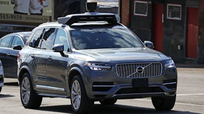 An Uber self-driving Volvo in Pittsburgh in 2017.