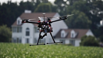 A hexacopter drone demonstrated at a farm and winery in Cordova, Md., in June 2015.