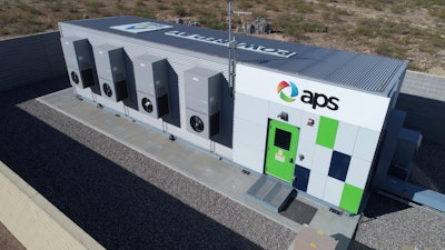 This photo taken in May 2017 and provided by Arizona Public Service shows the Festival Ranch 2 megawatt battery owned by Arizona Public Service near Buckeye, Ariz. An identical battery caught fire in April 2019 in a massive blaze that sent eight firefighters and a police officer to the hospital, highlighting the challenges and risks that can arise as utilities prepare for the exponential growth expected for massive batteries to store energy.