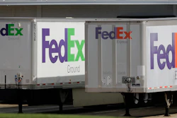 FedEx trailers are shown at a loading dock in Greensboro, N.C., Tuesday, June 25, 2019. FedEx is suing the United States government over export rules it says are virtually impossible to follow because it handles millions of packages a day.