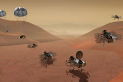 This artist's rendering made available by NASA shows multiple views of the Dragonfly dual-quadcopter lander that would take advantage of the atmosphere on Saturn's moon Titan to explore multiple locations, some hundreds of miles apart. On Thursday, June 2u7, 2019, NASA announced it would send the drone to the jovian planet's largest moon. Scientists have long considered Titan an attractive place to study whether it would be capable of supporting microbial life.